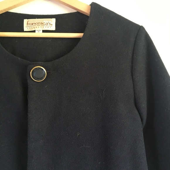 Francesca's Navy Coat w/ Bow Detail - Picture 4 of 8